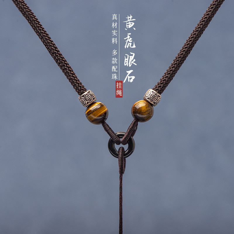 Vòng cổ mã não hổ phách đơn giản, mặt đá tự nhiên, handmade