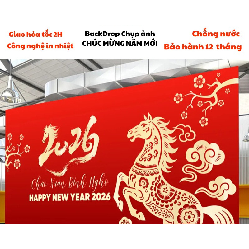 Phông nền chụp ảnh Gala Diner Tết cỡ lớn có nhiều size, in bạt theo yêu cầu