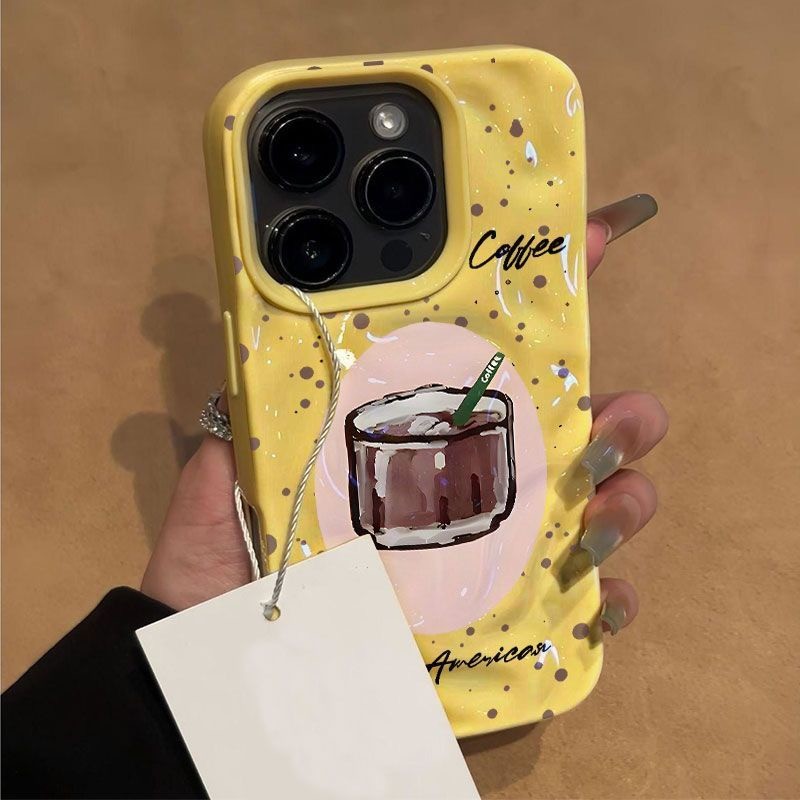 Graffiti cà phê cho iPhone17 thiên thạch vân iPhone15pro trường hợp điện thoại 16promax mới 13pro soft case