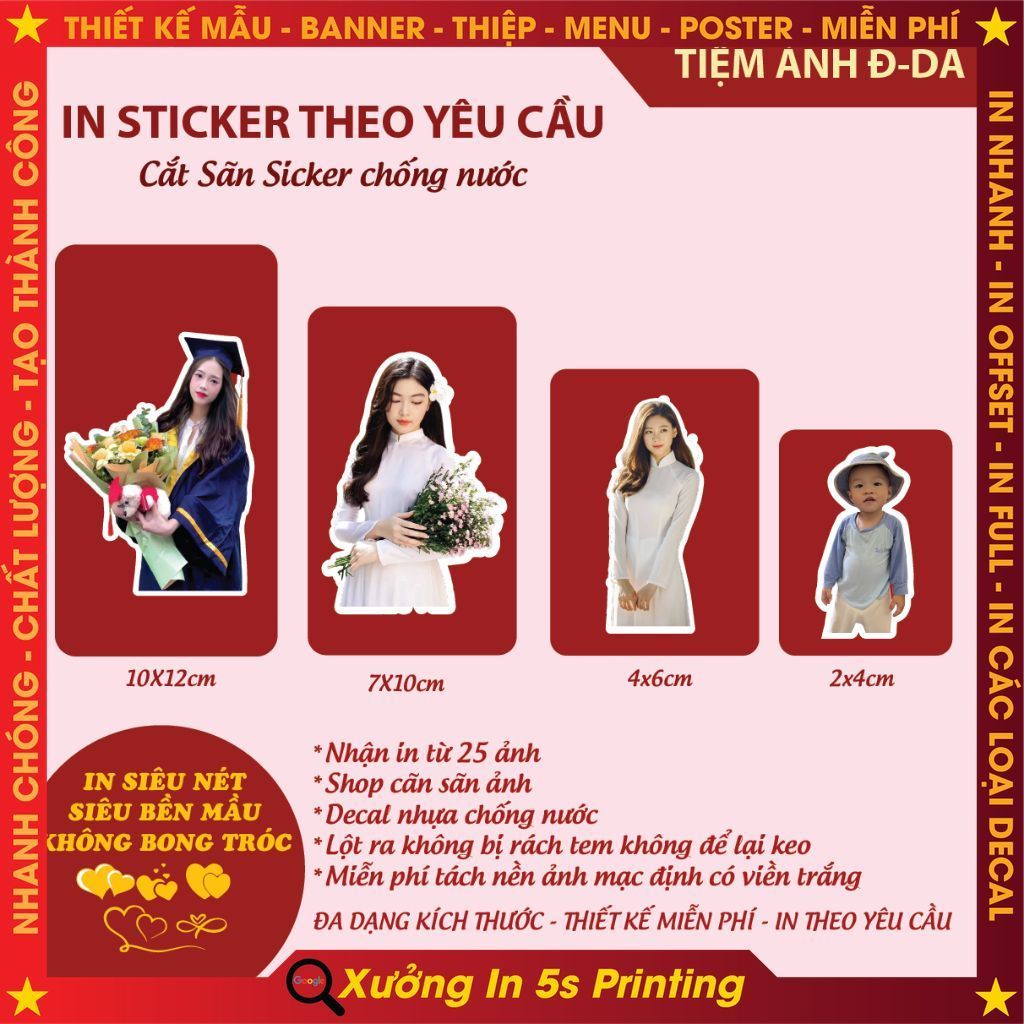 In Sticker ảnh theo yêu cầu combo 20 hình, In ảnh, Decal tách nền theo yêu cầu (SP Cắt Sẵn)