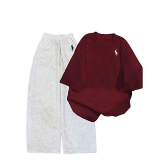 sét bộ quần đồ da cá xám tiêu in ngựa   + mix áo phông form rộng hình ngựa -thuba94