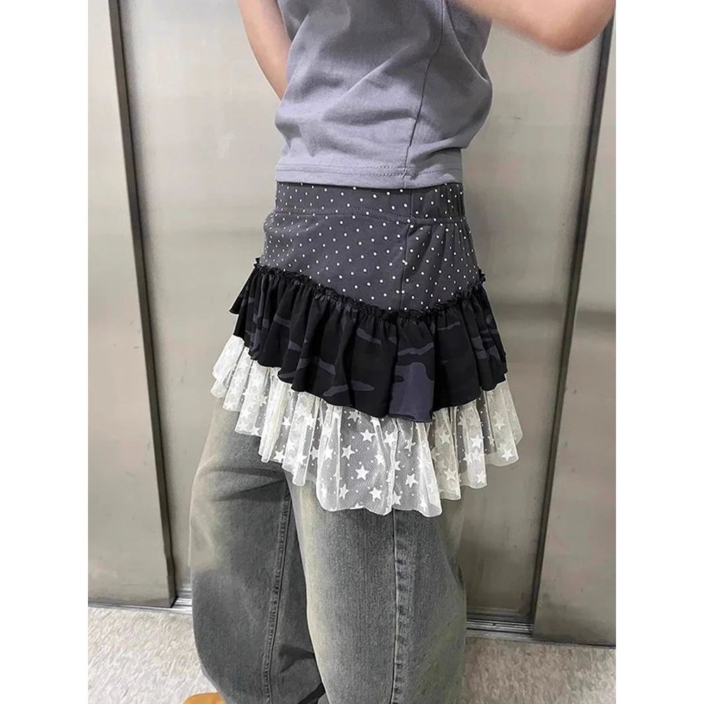 Milyfashion Váy Ngắn Chữ A Mùa Xuân, Phong Cách Y2K Chấm Bi