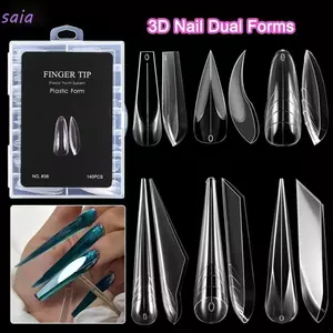 SAIA Advanced Shape Dual Forms, Full Cover Khuôn Nối Dài Móng Tay Có Thể Tái Sử Dụng, Extension Poly Nail Gel Cong Stiletto Dụng Cụ Thiết Kế Móng Tay