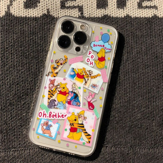 Ốp điện thoại Winnie the Pooh chắp vá cho iPhone 17Air / 16 / 15PLUS / 14 / 13pro Max / 12 / 11 / X / XS / 7 / 8, cá tính thú vị. Vỏ trong suốt, chống thấm nước, chống sốc, vỏ bảo vệ