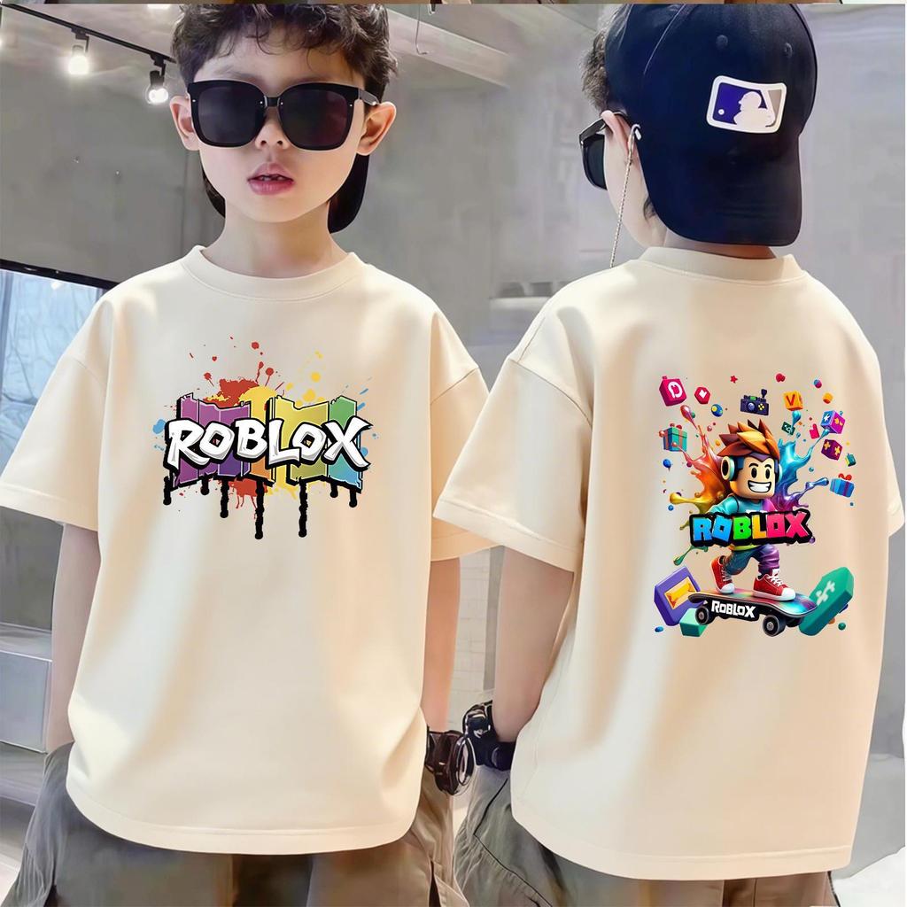 Roblox V2, Tròn Cổ, Dành Trẻ, Ngắn Tay, Co Giãn, Anime In, 100% Cotton, COD Temp