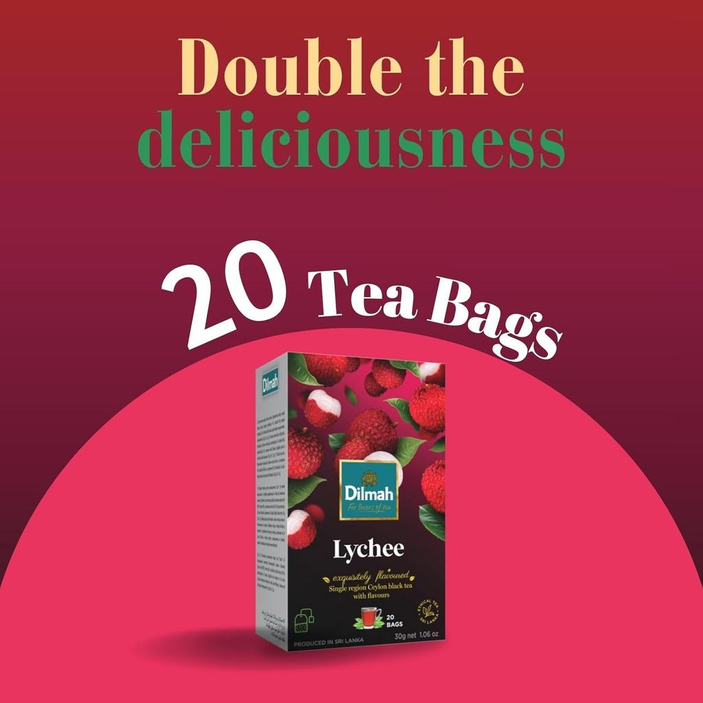 Trà Dilmah Vải Lychee 30g Trà Đen Ceylon Chính Gốc, Hương Vải Dịu Ngọt