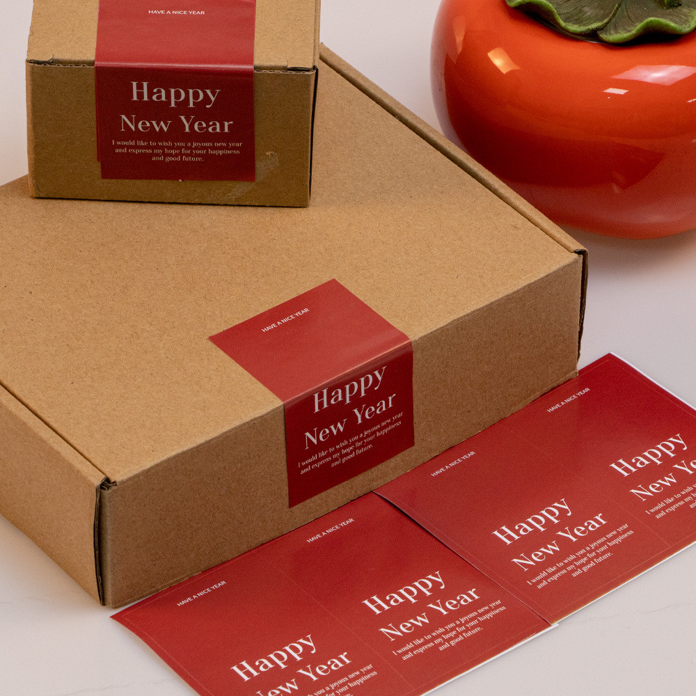 Tem dán 50 tờ Happy New Year TE79 Sticker nhãn dán hộp, túi quà chúc mừng năm mới
