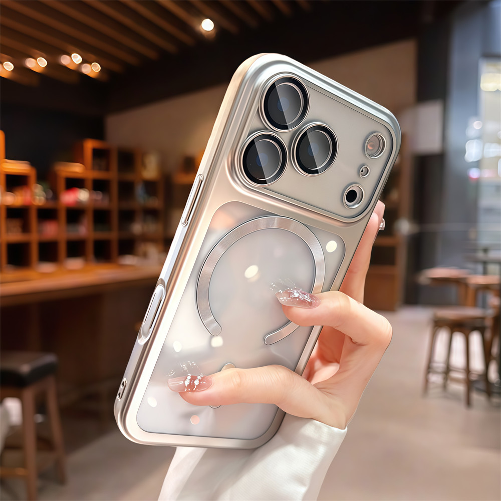 Ốp điện thoại từ tính trong suốt TPU mạ điện cho iPhone 17 Pro Max Bảo vệ ống kính chống rơi Vỏ bảo vệ điện thoại vỏ mềm