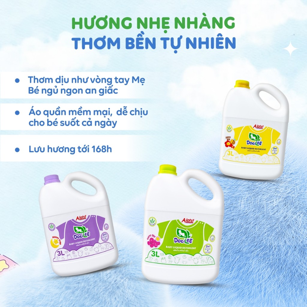 [CHỌN MÀU] Nước Giặt Xả Quần Áo DOCILEE Đậm Đặc, Tiện Lợi Lưu Hương Lâu, Sạch Thơm Mềm Mại, Cho Da Nhạy Cảm