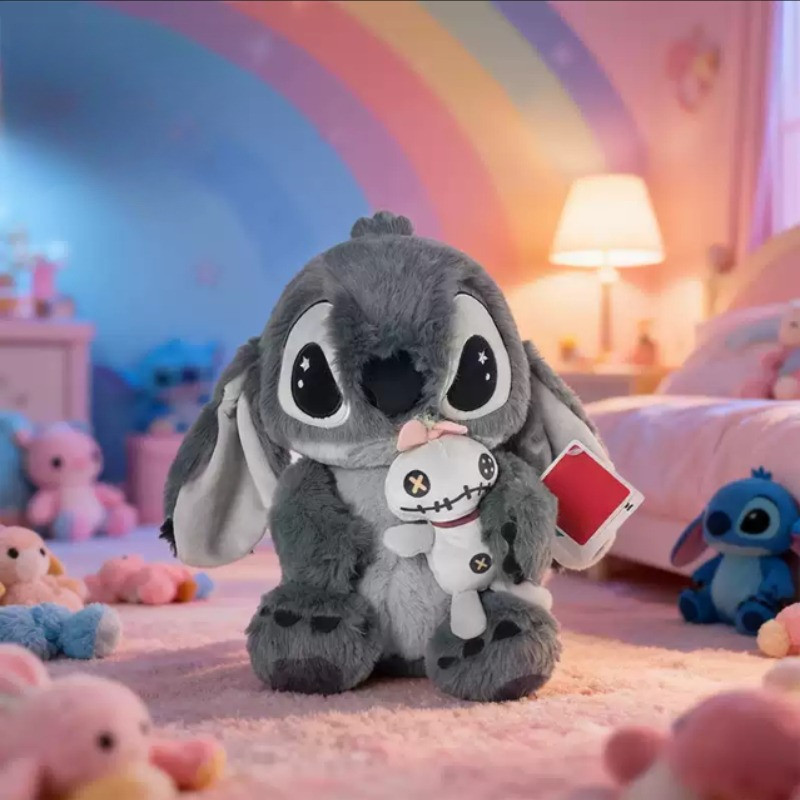 Gấu Bông Stitch Xám, Thú Nhồi Bông Mềm Mịn 35cm/45cm, Làm Quà Tặng Sinh Nhật, Valentine, Đồ Chơi Ôm Dễ Thương