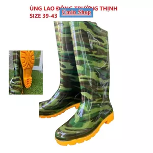 Ủng lao động rằn ri đế vàng size 39-43, ủng đi mưa, ủng lội nước Trường Thịnh đồ bảo hộ tốt