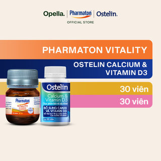 Ostelin Viên Uống Hỗ Trợ Bổ Sung Calcium & Vitamin D3 30 viên + Thực Phẩm Bảo Vệ Sức Khỏe Pharmaton Vitality 30 Viên