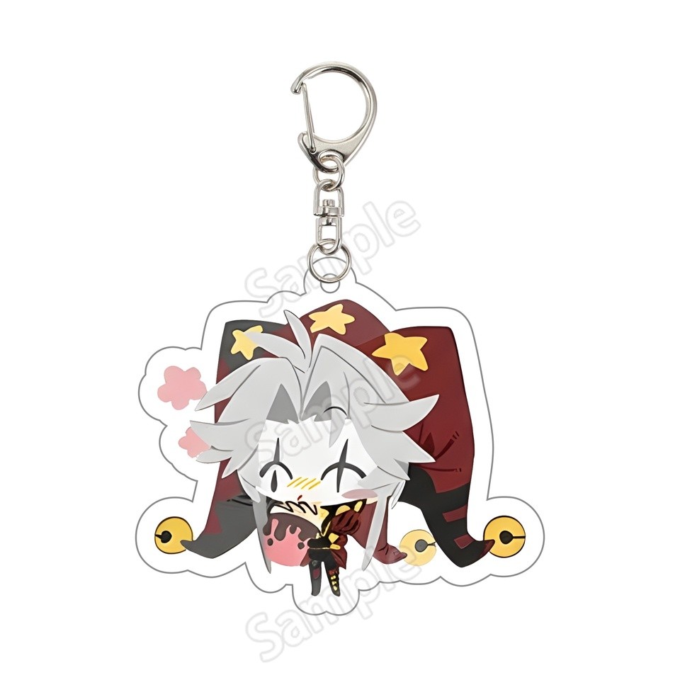 Otome Game The Freak Circus Pierrot Cosplay Keychain 6cm Kawaii Acrylic Joker Clown Pendant Keyring Bag Accessory