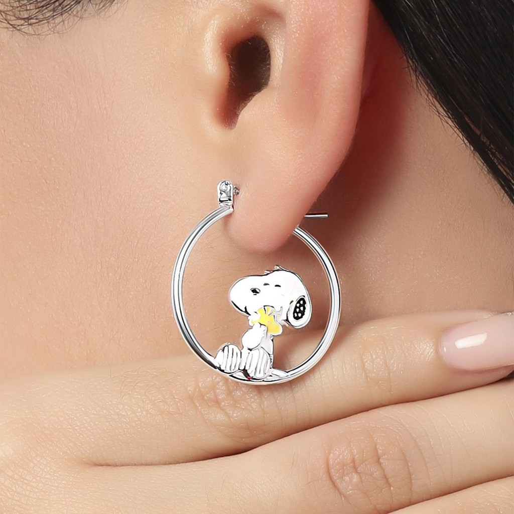 Snoopy Snoopy Dầu Nhỏ Giọt Chó Con Khóa Tai Mặt Dây Chuyền Kim Cương Xương Đòn Dây Xích Phụ Kiện Nữ