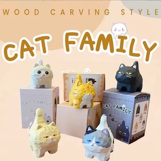 2026 Hoạt Hình Mới Nhựa Mèo Nhỏ Trang Trí Nhiều Màu Sắc Mini Giả Gỗ Khắc Meow Họ Mèo Con Các Bức Tượng Nhỏ Thủ Công Dễ Thương Quà Tặng Trang Trí Máy Tính Để Bàn