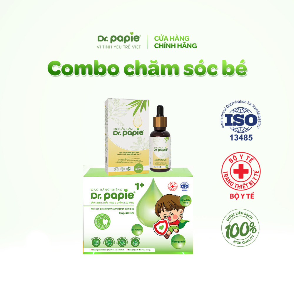 Combo Phòng Cảm Cúm Cảm Mạo Giữ Ấm Cơ Thể Khi Nằm Điều Hoà, Vệ Sinh Răng Lưỡi Nướu Ngừa Tưa Lưỡi Cho Bé Dr.Papie