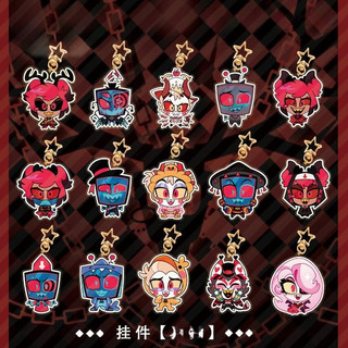 Vaggie Alastor Anime Móc Khóa Thiên Thần Bụi Vox Husk Nam Móc Chìa Khóa Cho Nữ Hoạt Hình Kawaii Hình Acrylic Móc Khóa Mặt Dây Chuyền Quà Tặng