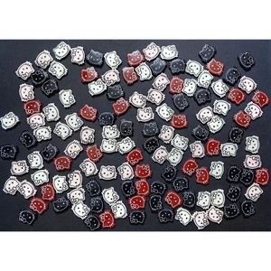 Charm Gắn Dép: Set Charm Kitty Gothic Retro Đen Đỏ Trắng – Phong cánh vintage Dễ Thương Hot Trend