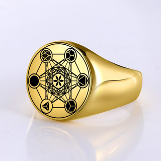 Skyrim Metatron Cube Ring thép không gỉ - Bùa hộ mệnh thiêng liêng với hình dạng hình học của archangel
