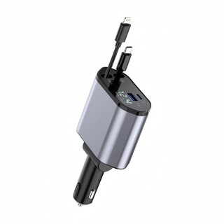 Sạc ô tô 120W，điện áp 12V-24V，Tẩu Sạc Ô Tô，Sạc Xe Hơi，120W，Sạc Nhanh，Màn Hình Hiển Thị，Dây Rút Tự Động