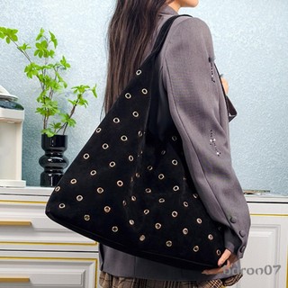 Túi đeo vai có lỗ đinh tán dành cho nữ Da lộn Slouchy Túi đeo nách đi lại hàng ngày