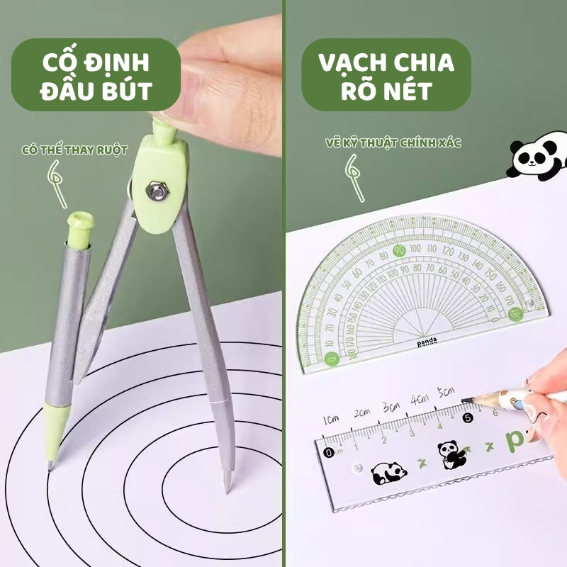 Set 4 thước kẻ đa năng dành cho học sinh, bộ đồ dùng học tập cute với thiết kế đẹp và thước đo độ hữu ích