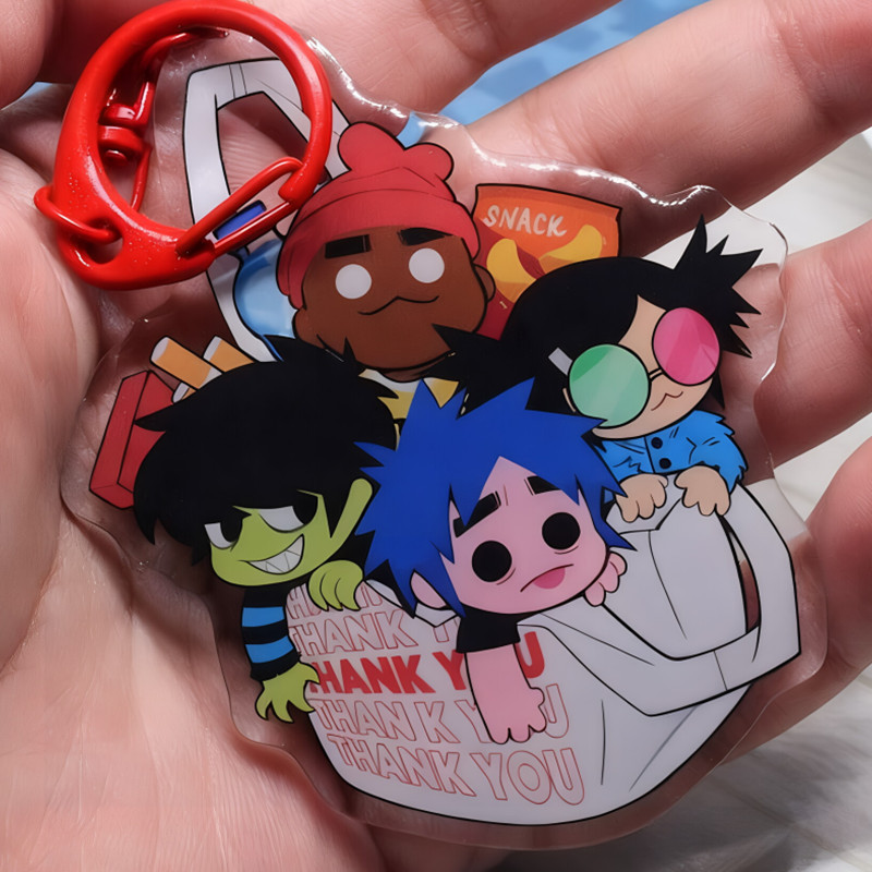 Gorillaz humanz hai mặt Acrylic Keychain dễ thương nhân vật hoạt hình Mặt dây chuyền