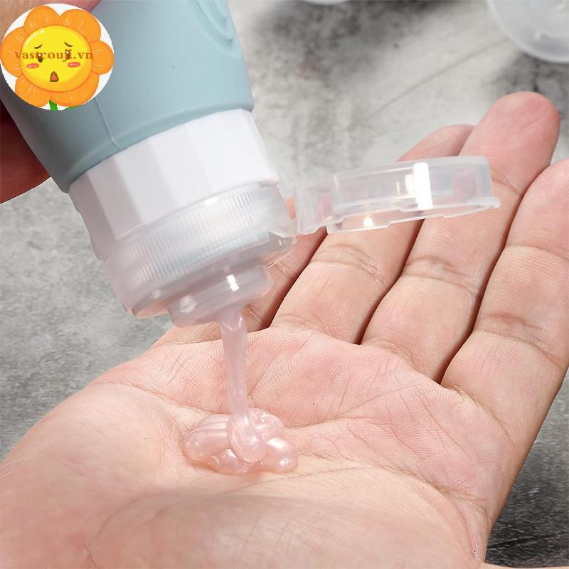 VASTJI 90ml / bộ Silicone Du Lịch Mỹ Phẩm Chai Đựng Rỗng Bóp Chai Chống Rò Rỉ Đổ Lại Cho Dầu Gội Dầu Xả Lotion VN