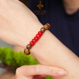 Vòng Tay Trầm Hương Phối Đá Ngũ Điếu - Mong Cầu Bình An & May Mắn - Trầm Hương Yên Lộc