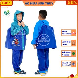 ( CHE CẶP ) Áo mưa bộ trẻ em Sơn Thủy có Lưng che cặp sách, bộ áo mưa dễ thương bằng PVC bé trai bé gái an toàn uminshop