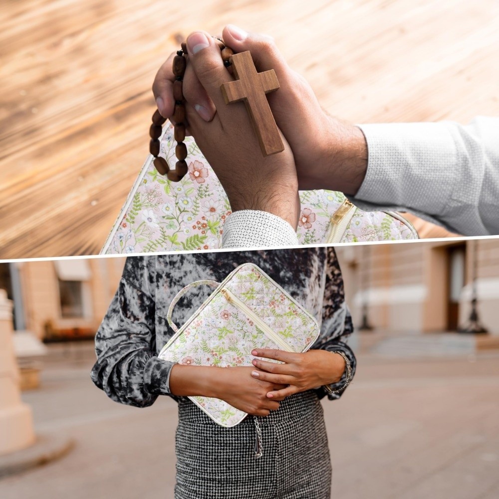 JKDESIGN Kinh Thánh Dành Cho Nữ, Quilted Có Bút Dán Kinh Thánh, Thiết Kế Hoa Lớn Chống Bụi Thiết Kế Kinh Thánh Mang Theo Cho Nhà Thờ Cầu Nguyện