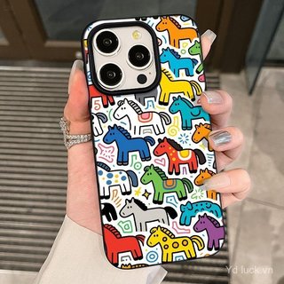 Màu Ngựa Nhóm Sơn Động Vật Năm Mới Thời Trang Nửa Gói Vỏ Mềm Thích Hợp Cho iPhone 17promax 11promax 12pro 13 Chống Sốc 15promax 16pro 13promax 14 16 17 15 Ốp Điện Thoại Chống Sốc