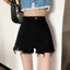 Quần short denim đen nữ, phiên bản Hàn Quốc cao cấp rách, phù hợp mùa hè