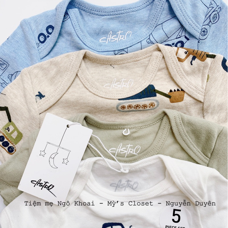 [MD77]  Body ngắn tay chất liệu cotton organic , tổ ong thông hơi CASTRO cho bé yêu 3-12M