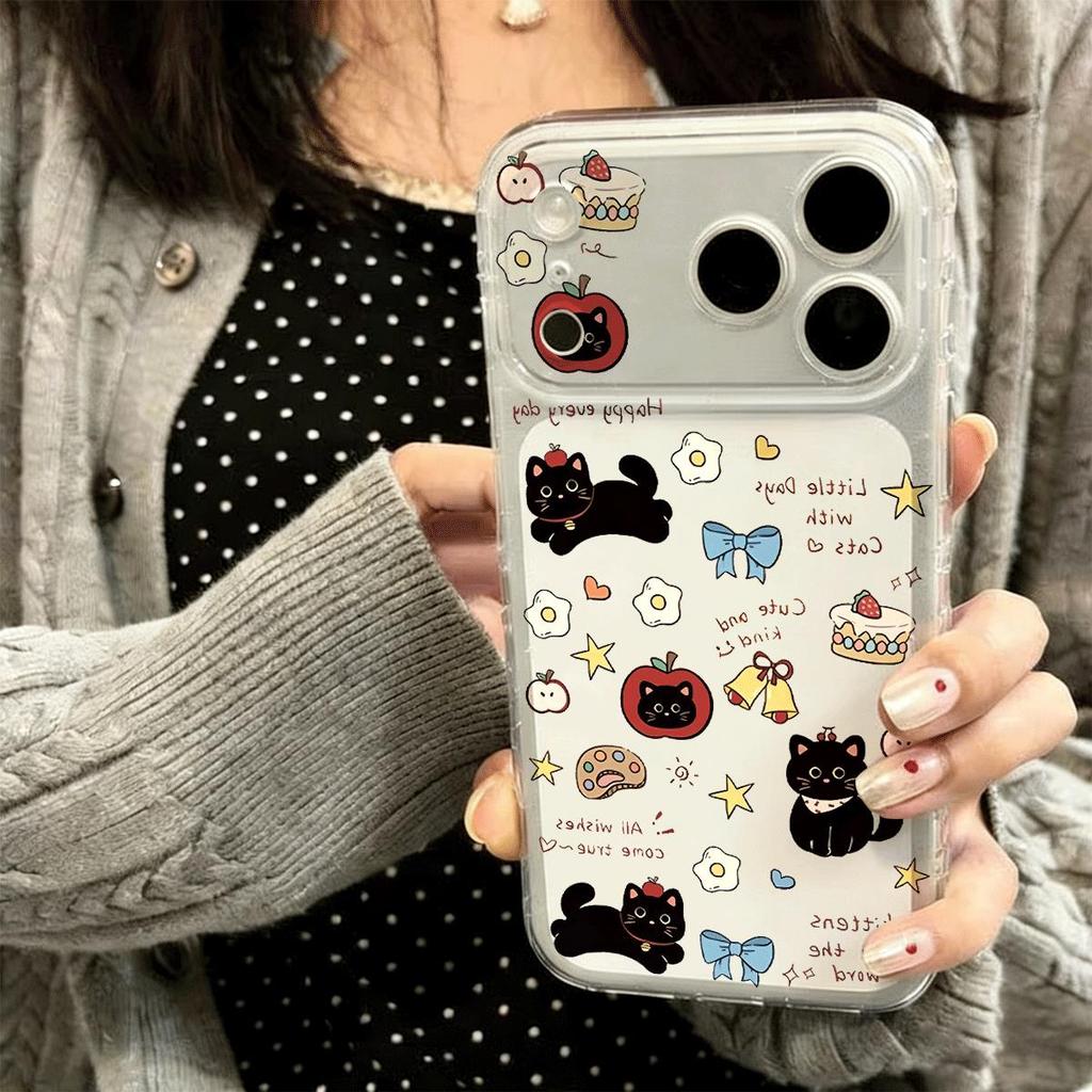 Black Cat Tráng miệng Đảng cho 16 trường hợp iPhone 17Air Space Case 14 13 11Pro