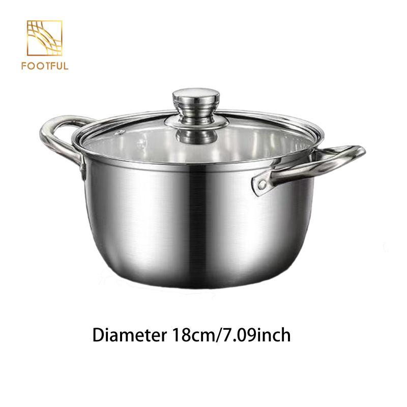 Nồi Canh Inox Dung Tích Lớn Chảo Nấu Nhanh Tay Cầm Đôi Nồi Cho Bếp Điện Nấu Ăn Gia Đình