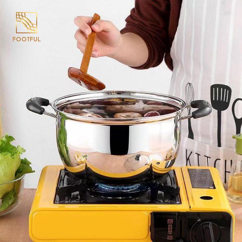 Nồi Canh Inox Dung Tích Lớn Chảo Nấu Nhanh Tay Cầm Đôi Nồi Cho Bếp Điện Nấu Ăn Gia Đình