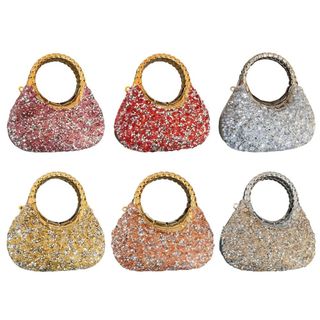 Túi mini EARTHLYCO acrylic trang trí kim cương giả lấp lánh, thiết kế nhỏ cầm tay