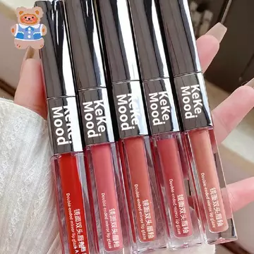 Son bóng hai đầu, Son bùn môi 2 trong 1, Hoàn thiện gương nước + Công thức nhung mờ, Son môi chống dính lâu trôi để trang điểm hàng ngày & tự nhiên