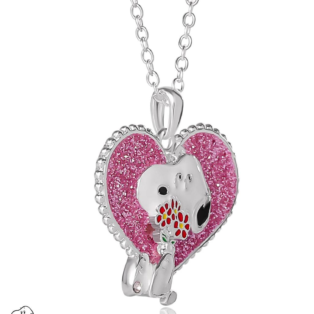 Hoạt Hình Snoopy Hồng Đào Trái Tim Vòng Cổ Cặp Đôi Quà Tặng Mặt Dây Chuyền Hoạt Hình Chó Xương Đòn Dây Chuyền Ngày Lễ Tình Nhân Vòng Cổ