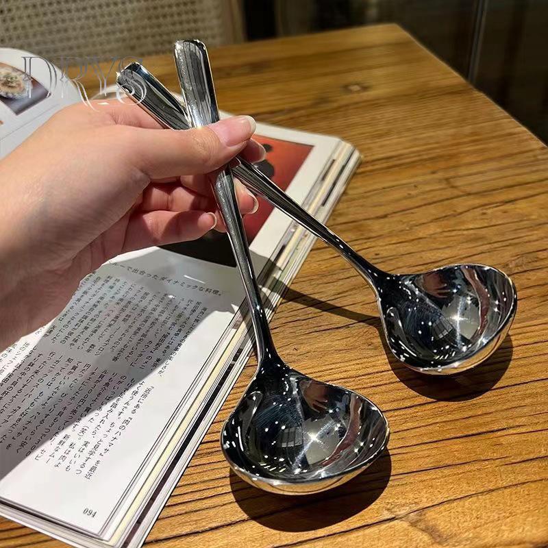 (TFT) Thìa Inox Thiên Tay Cầm Dài Thìa Canh Cho Lẩu Muỗng Nhà Bếp Bộ Đồ Ăn Nấu Ăn MỚI