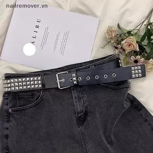 Thắt lưng kim tự tháp hạt vuông, phong cáchpunk &amp; gothic, cá tính cho unisex