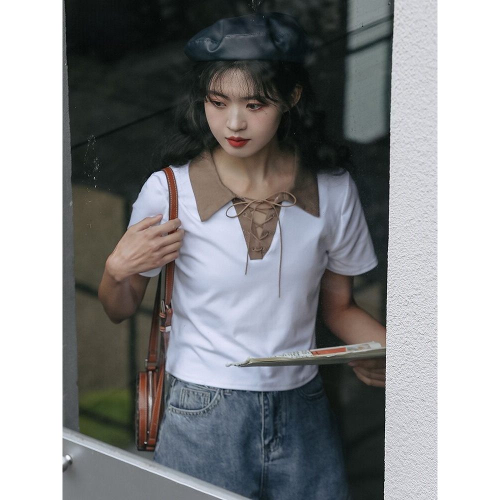 Mutu Ren-Up Polo Sang Trọng, Thiết Kế Niche Hot Girl, Tay Ngắn Phù Hợp Mùa Hè