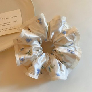Hululu - Scrunchy satin cao cấp hoa, phù hợp tạo kiểu tóc đuôi ngựa thấp, phụ kiện tóc nữ nhẹ nhàng và sang trọng