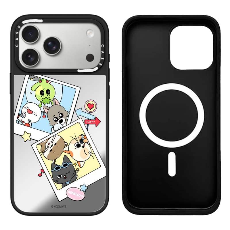 CASECASE X BBNEXDO Polariod Ốp lưng màu đen & mảnh Gương hút từ tính iPhone cho iPhone 17 Air 16 15 14 13 12 Pro Max Plus Ốp lưng cứng có hộp khắc logo