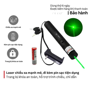 Đèn pin laser 303 trình chiếu tia xanh kèm pin sạc và khóa, chiếu xa mạnh mẽ mini bỏ túi mới 2026