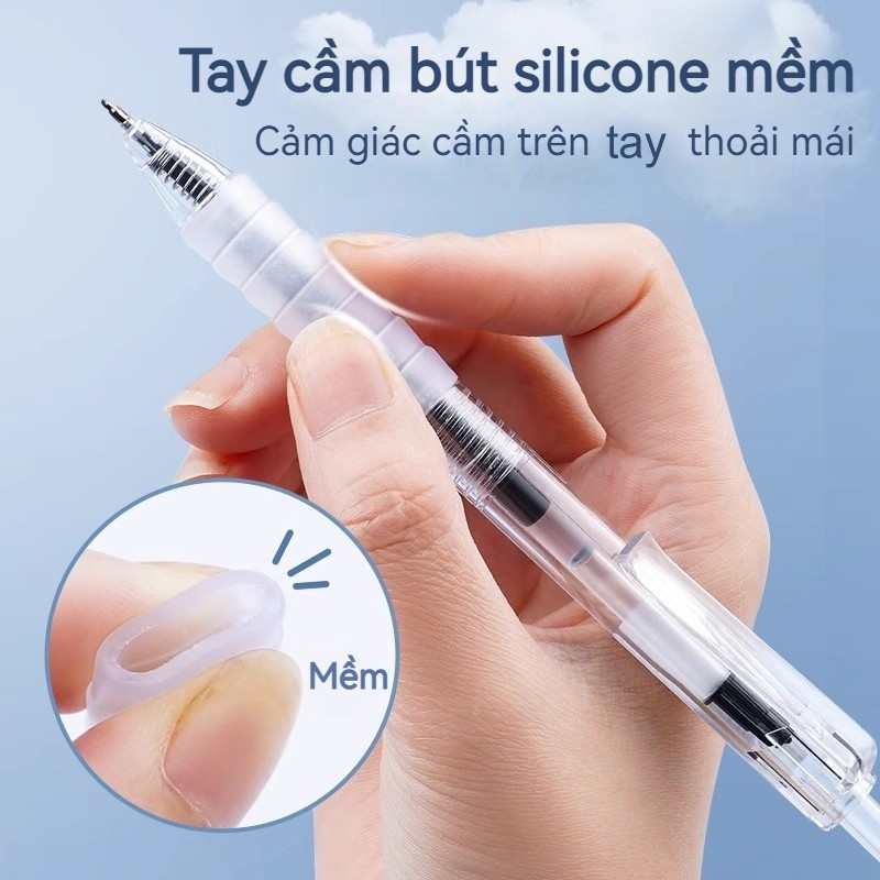 Bút bi tròn màu đen/xanh dương/red 0,5mm, đường nét mượt mà, không phai màu, dùng cho học sinh