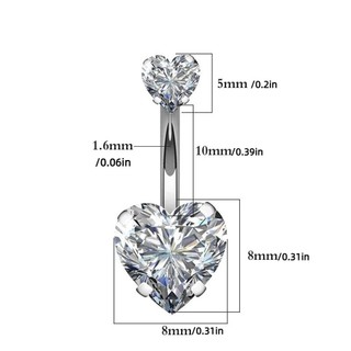 ĐẦU THỂ THỂ Nảy Nút Xuyên, Trang sức cơ thể pha lê bằng thép không gỉ, Mặt dây chuyền phong cách Zircon cá tính xỏ khuyên bụng cho nữ