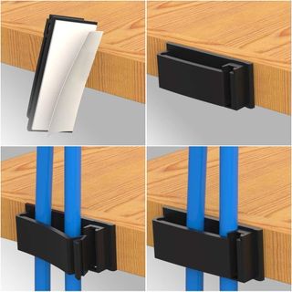 Kẹp cáp DAYBREAK, Bộ sắp xếp cáp nhựa màu đen trắng, Bộ quản lý dây cáp USB tự dính Bàn làm việc Văn phòng tại nhà