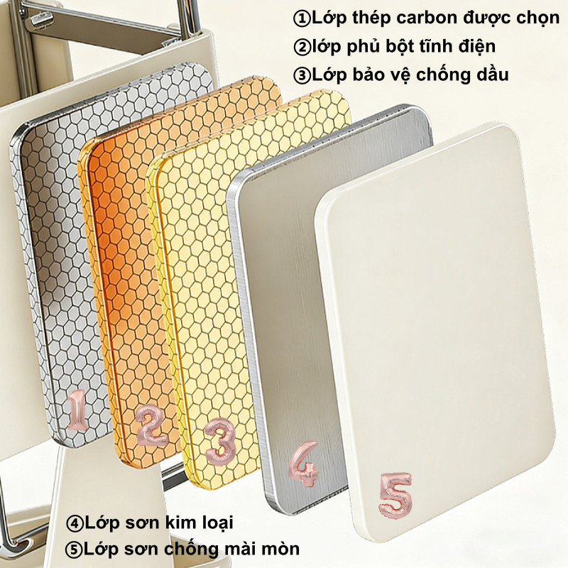 Kệ cài dao kéo có khay hứng nước tiện lợi, chất liệu thép chống gỉ bền bỉ, tiết kiệm không gian bếp